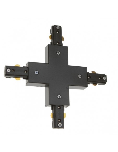 Διφασικός Connector 3 Καλωδίων Συνδεσμολογίας Cross (+) για Μαύρη Ράγα Οροφής GloboStar 93136