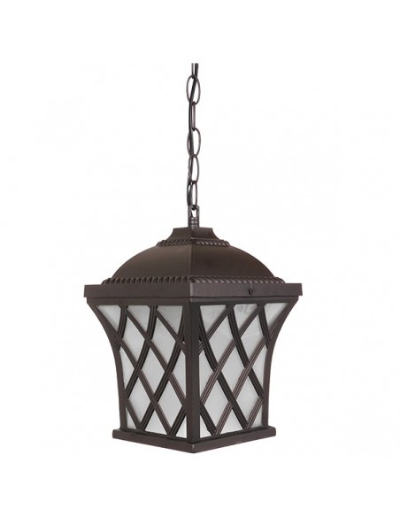 GloboStar® LINCOLN 01399 Vintage Industrial Κρεμαστό Φωτιστικό Οροφής Μονόφωτο 1 x E27 Σκούρο Καφέ Μεταλλικό Πλέγμα Μ8.5 x Π8.5 x Υ26cm