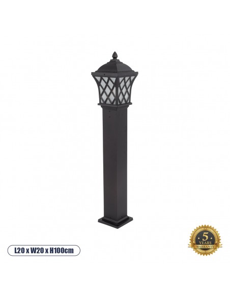 GloboStar® SHELTER 01400 Vintage Φωτιστικό Δαπέδου Μονόφωτο 1 x E27 Καφέ Μεταλλικό Πλέγμα L19 x W19 x H100cm