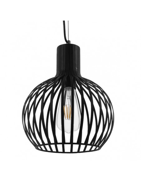 GloboStar® SCANDI 01386 Vintage Industrial Κρεμαστό Φωτιστικό Οροφής Μονόφωτο Μαύρο Μεταλλικό Πλέγμα Φ23 x Υ30cm