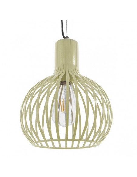 GloboStar® SCANDI 01387 Vintage Industrial Κρεμαστό Φωτιστικό Οροφής Μονόφωτο Μπεζ Μεταλλικό Πλέγμα Φ23 x Υ30cm