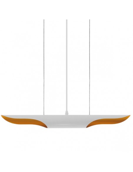 GloboStar® ESTERINA 01305 Μοντέρνο Κρεμαστό Φωτιστικό Οροφής Δίφωτο 2 x E27 Λευκό Χρυσό Μεταλλικό Μ60 x Π6 x Υ6cm