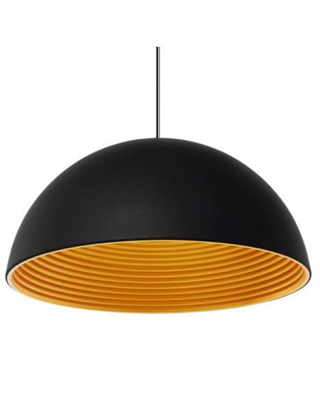 GloboStar® MEDEA 01344 Μοντέρνο Κρεμαστό Φωτιστικό Οροφής Μονόφωτο Μαύρο - Χρυσό Μεταλλικό Καμπάνα Φ60 x Υ30cm