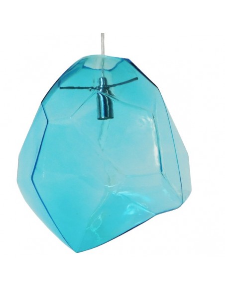 GloboStar® RINA 01306 Μοντέρνο Κρεμαστό Φωτιστικό Οροφής Μονόφωτο 1 x G9 Γυάλινο Γαλάζιο Διάφανο Μ20 x Π22 x Υ25cm