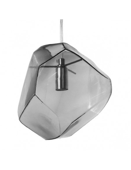 GloboStar® RINA 01307 Μοντέρνο Κρεμαστό Φωτιστικό Οροφής Μονόφωτο 1 x G9 Γυάλινο Γκρι Διάφανο Μ14 x Π17 x Υ17cm