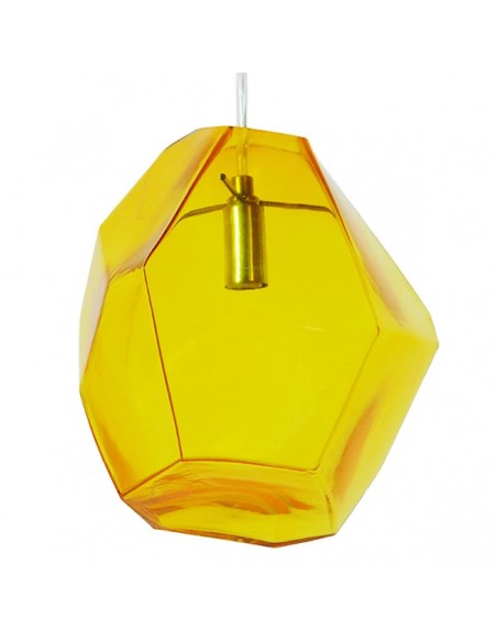 GloboStar® RINA 01308 Μοντέρνο Κρεμαστό Φωτιστικό Οροφής Μονόφωτο 1 x G9 Γυάλινο Κίτρινο Διάφανο Μ20 x Π19 x Υ20cm