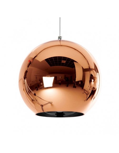 GloboStar® CANDELA 01309 Μοντέρνο Κρεμαστό Φωτιστικό Οροφής Μονόφωτο 1 x E27 Γυάλινο Χάλκινο Νίκελ Φ15 x Υ13cm