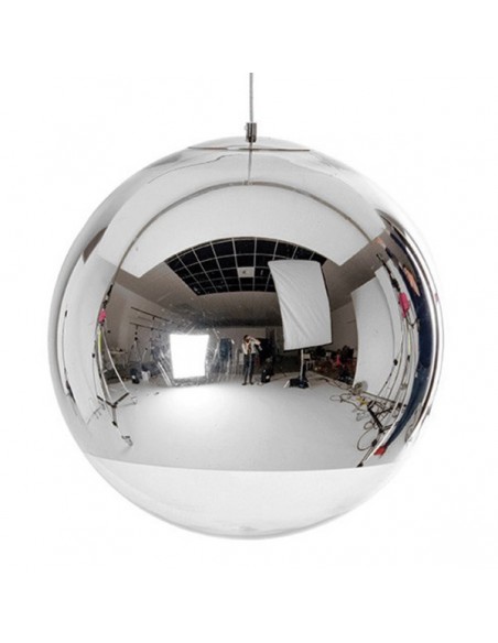 GloboStar® GLANS 01312 Μοντέρνο Κρεμαστό Φωτιστικό Οροφής Μονόφωτο 1 x E27 Γυάλινο Νίκελ Φ30 x Υ27cm