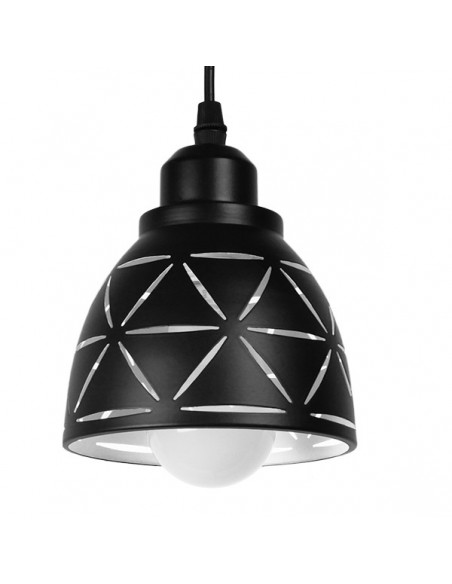 GloboStar® COOLIE 01475 Μοντέρνο Κρεμαστό Φωτιστικό Οροφής Μονόφωτο 1 x E27 Μεταλλικό Μαύρο Λευκό Καμπάνα Φ13 x Υ14cm