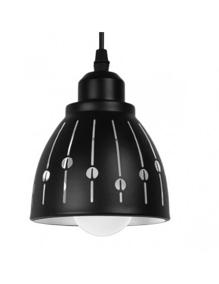 GloboStar® COOLIE 01476 Μοντέρνο Κρεμαστό Φωτιστικό Οροφής Μονόφωτο 1 x E27 Μεταλλικό Μαύρο Λευκό Καμπάνα Φ13 x Υ14cm