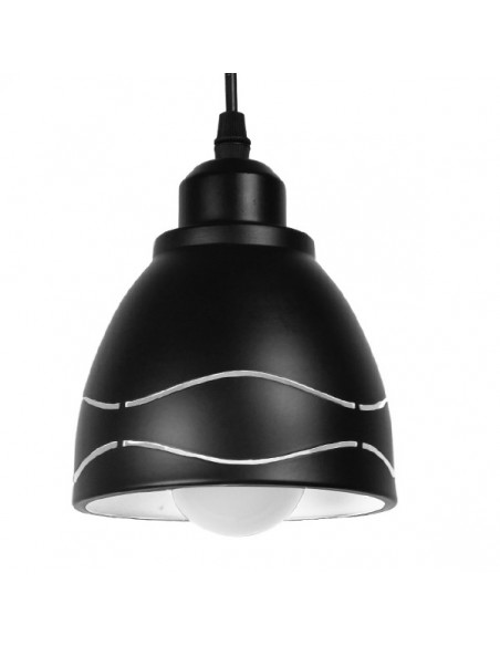 GloboStar® COOLIE 01477 Μοντέρνο Κρεμαστό Φωτιστικό Οροφής Μονόφωτο 1 x E27 Μεταλλικό Μαύρο Λευκό Καμπάνα Φ13 x Υ14cm