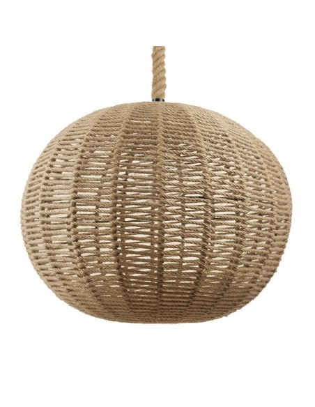 GloboStar® MANDALA 01593 Vintage Κρεμαστό Φωτιστικό Οροφής Μονόφωτο 1 x E27 Πλέγμα με Μπεζ Σχοινί Φ60 x Υ45cm