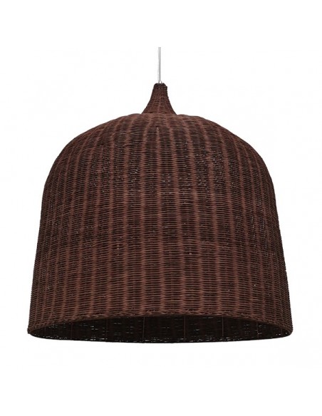 GloboStar® BAHAMAS 01569 Vintage Κρεμαστό Φωτιστικό Οροφής Μονόφωτο 1 x E27 Καφέ Σκούρο Ξύλινο Ψάθινο Μπαμπού Φ90 x Υ90cm
