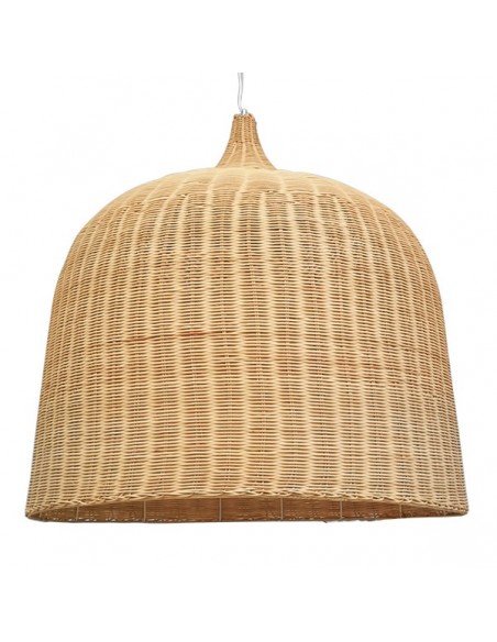 GloboStar® BAHAMAS 01570 Vintage Κρεμαστό Φωτιστικό Οροφής Μονόφωτο 1 x E27 Μπεζ Ξύλινο Ψάθινο Μπαμπού Φ90 x Υ90cm