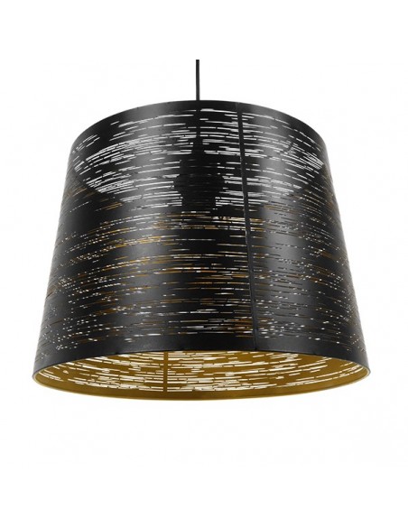 GloboStar® ACCADEMIA 01584 Μοντέρνο Industrial Κρεμαστό Φωτιστικό Οροφής Μονόφωτο 1 x E27 Μεταλλικό Μαύρο - Χρυσό Καμπάνα Φ35 x Υ25cm