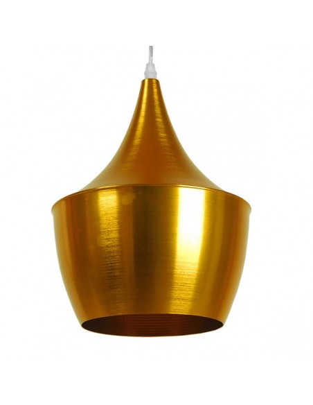 GloboStar® SHANGHAI GOLD 01544 Μοντέρνο Κρεμαστό Φωτιστικό Οροφής Μονόφωτο 1 x E27 Χρυσό Μεταλλικό Καμπάνα Φ24 x Y30cm