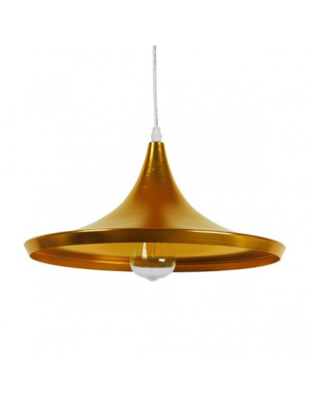 GloboStar® SHANGHAI GOLD 01545 Μοντέρνο Κρεμαστό Φωτιστικό Οροφής Μονόφωτο 1 x E27 Χρυσό Μεταλλικό Καμπάνα Φ37 x Y20cm