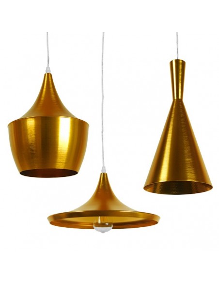 GloboStar® SHANGHAI GOLD 01678 SET 3 Μοντέρνα Κρεμαστά Φωτιστικά Οροφής Τρίφωτο 3 x E27 Χρυσά Μεταλλικά Καμπάνα