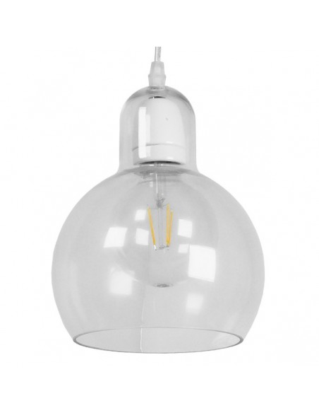 GloboStar® LUCREZIA 01314 Μοντέρνο Κρεμαστό Φωτιστικό Οροφής Μονόφωτο 1 x E27 Γυάλινο Διάφανο Φ18 x Υ23cm