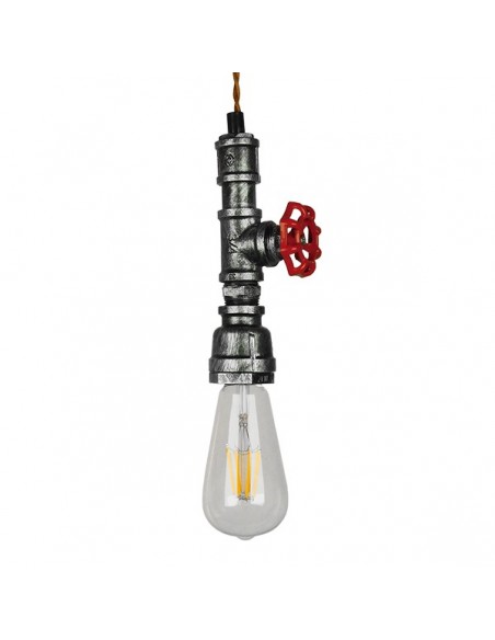 GloboStar® SPIGOT 01583 Vintage Industrial Κρεμαστό Φωτιστικό Οροφής Μονόφωτο 1 x E27 Ασημί Μεταλλικό Μ5 x Π7.5 x Y20cm