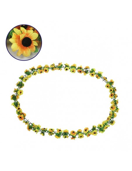 GloboStar® 09027 Τεχνητό Κρεμαστό Φυτό Διακοσμητική Γιρλάντα Μήκους 2 μέτρων με 80 X Μικρά Ηλιοτρόπια Κίτρινα