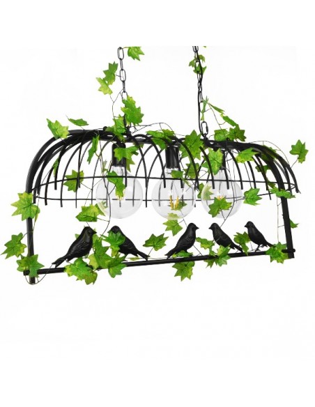 GloboStar® NEST 01646 Vintage Industrial Κρεμαστό Φωτιστικό Οροφής Τρίφωτο 3 x E27 Μαύρο Μεταλλικό Πλέγμα Μ85.5 x Π37.5 x Y38cm