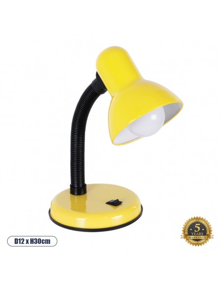 GloboStar® STUDENT YELLOW 01536 Μοντέρνο Επιτραπέζιο Φωτιστικό Γραφείου Μονόφωτο 1 x E27 Κίτρινο με Λευκό Μεταλλικό με Διακόπτη ΟN/OFF Καμπάνα Φ12 x Υ32cm