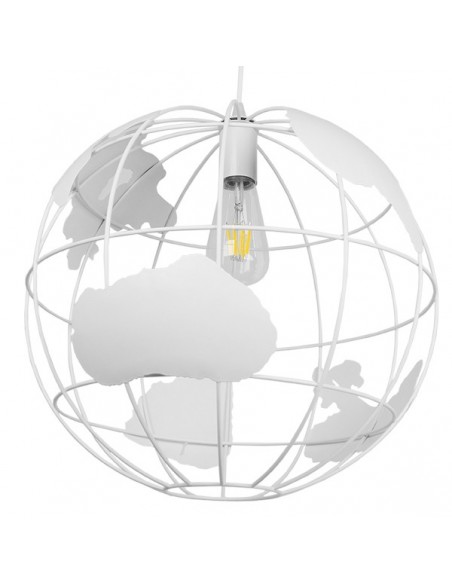 GloboStar® EARTH 01664 Vintage Industrial Κρεμαστό Φωτιστικό Οροφής Μονόφωτο 1 x E27 Λευκό Μεταλλικό Πλέγμα Φ40 x Υ40cm