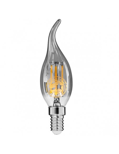 GloboStar® 99062 Λάμπα E14 C35T Κεράκι LED FILAMENT 4W 400 lm 320° AC 85-265V Φλόγα Flame Edison Retro με Φιμέ Γυαλί Θερμό Λευκό 2700 K Dimmable