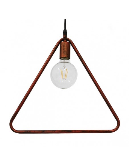 GloboStar® DELTA 01581 Μοντέρνο Κρεμαστό Φωτιστικό Οροφής Μονόφωτο 1 x E27 Καφέ Σκουριά Μεταλλικό Μ38 x Π4 x Υ33cm