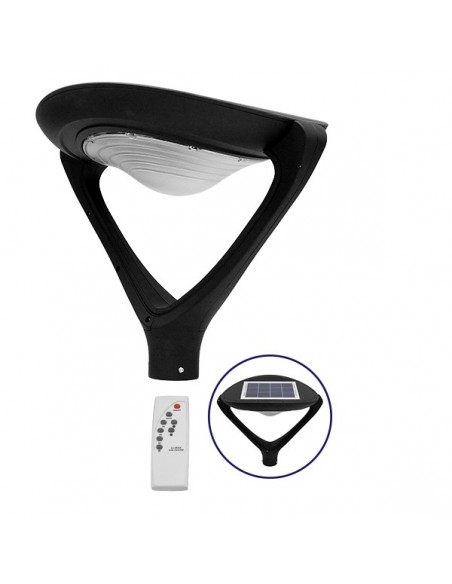 Αυτόνομο Αδιάβροχο IP65 Ηλιακό Φωτοβολταϊκό Φωτιστικό Στύλου / Κολώνας Πλατείας LED 25W με Ανιχνευτή Κίνησης, Αισθητήρα Νυχτός και Ασύρματο Χειριστήριο Ψυχρό Λευκό 6000k GloboStar 12117