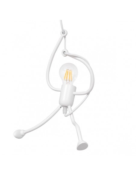 GloboStar® LITTLE MAN 01651 Μοντέρνο Κρεμαστό Φωτιστικό Οροφής Μονόφωτο 1 x E27 Λευκό Μεταλλικό Φ20 x Υ40cm