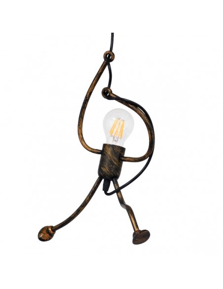 GloboStar® LITTLE MAN 01653 Μοντέρνο Κρεμαστό Φωτιστικό Οροφής Μονόφωτο 1 x E27 Καφέ Σκουριά Μεταλλικό Φ20 x Υ40cm