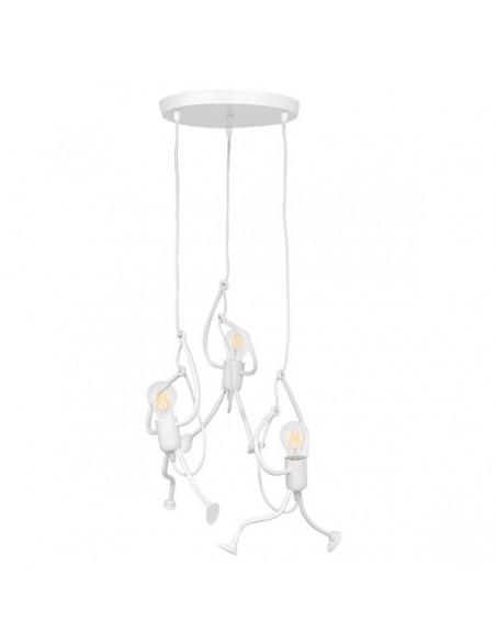 GloboStar® LITTLE MAN 01654 SET Μοντέρνο Κρεμαστό Φωτιστικό Οροφής Τρίφωτο 3 x E27 Λευκό Μεταλλικό Φ45 x Υ40cm