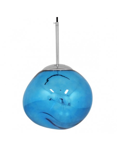 GloboStar® DIXAR 01463 Μοντέρνο Κρεμαστό Φωτιστικό Οροφής Μονόφωτο 1 x E27 Γυάλινο Μπλε Φ28 x Υ40cm