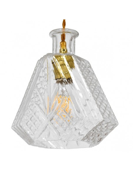 GloboStar® WHISKEY 01515 Vintage Κρεμαστό Φωτιστικό Οροφής Μονόφωτο 1 x E27 Γυάλινο Διάφανο Φ11 x Υ20cm