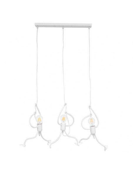 GloboStar® LITTLE MAN 00981 SET Μοντέρνο Κρεμαστό Φωτιστικό Οροφής Τρίφωτο 3 x E27 Λευκό Μεταλλικό Μ70 x Π10 x Υ105cm