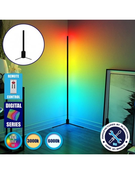 Μοντέρνο Minimal Επιτραπέζιο Μαύρο Φωτιστικό 50cm LED 8 Watt με Ασύρματο Χειριστήριο 2.4G RF & Dimmer RGBW+WW Πολύχρωμο Digital Magic Dot Pixel GloboStar ALIEN Design GLOBO-50-11