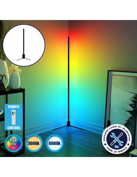 Μοντέρνο Minimal Επιδαπέδιο Μαύρο Φωτιστικό 100cm LED 20 Watt με Ασύρματο Χειριστήριο Αφής 2.4G RF & Dimmer RGBW+WW Πολύχρωμο - Ψυχρό - Ημέρας - Θερμό GloboStar ALIEN Design GLOBO-100-9