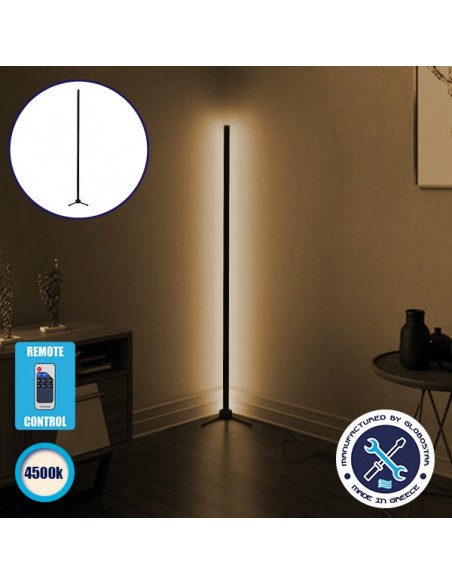 Μοντέρνο Minimal Επιδαπέδιο Μαύρο Φωτιστικό 150cm LED 24 Watt με Ασύρματο Χειριστήριο RF & Dimmer Φυσικό Λευκό 4500k GloboStar ALIEN Design GLOBO-150-2