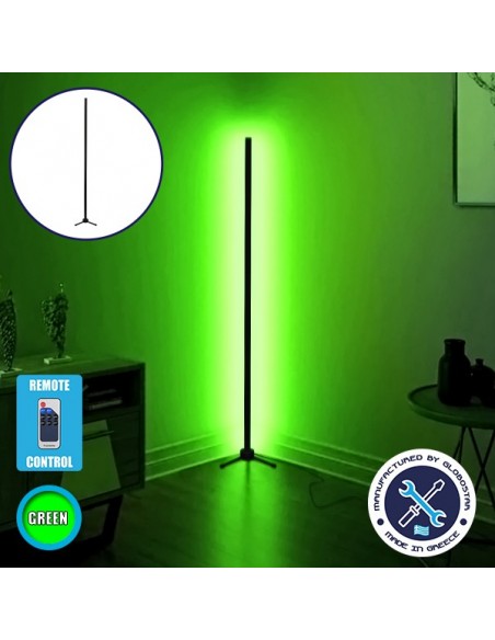 Μοντέρνο Minimal Επιδαπέδιο Μαύρο Φωτιστικό 150cm LED 24 Watt με Ασύρματο Χειριστήριο RF & Dimmer Πράσινο GloboStar ALIEN Design GLOBO-150-5