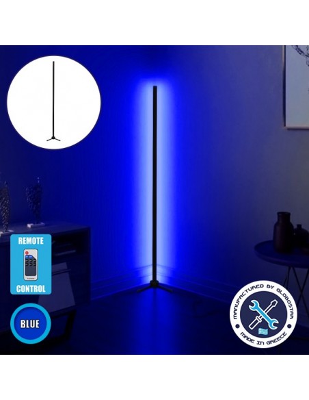 Μοντέρνο Minimal Επιδαπέδιο Μαύρο Φωτιστικό 150cm LED 24 Watt με Ασύρματο Χειριστήριο RF & Dimmer Μπλε GloboStar ALIEN Design GLOBO-150-6