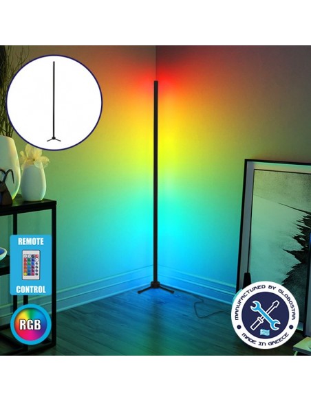 Μοντέρνο Minimal Επιδαπέδιο Μαύρο Φωτιστικό 150cm LED 24 Watt με Ασύρματο Χειριστήριο RF & Dimmer RGB Πολύχρωμο GloboStar ALIEN Design GLOBO-150-8