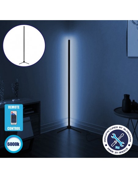 Μοντέρνο Minimal Επιδαπέδιο Μαύρο Φωτιστικό 200cm LED 32 Watt με Ασύρματο Χειριστήριο RF & Dimmer Ψυχρό Λευκό 6000k GloboStar ALIEN Design GLOBO-200-1