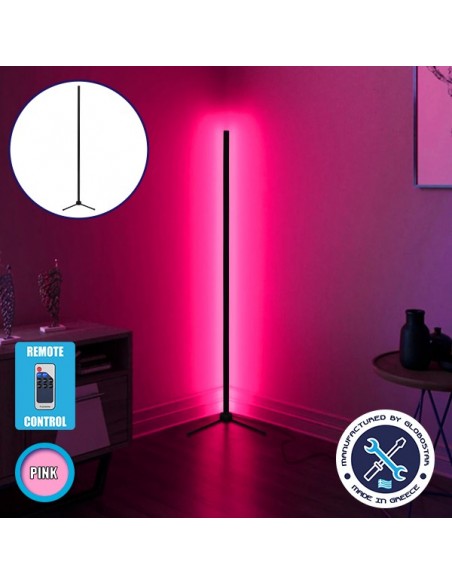 Μοντέρνο Minimal Επιδαπέδιο Μαύρο Φωτιστικό 200cm LED 32 Watt με Ασύρματο Χειριστήριο RF & Dimmer Ροζ GloboStar ALIEN Design GLOBO-200-7