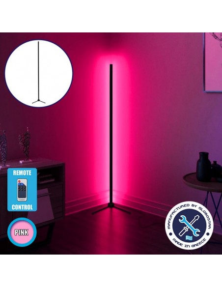 Μοντέρνο Minimal Επιδαπέδιο Μαύρο Φωτιστικό 250cm LED 40 Watt με Ασύρματο Χειριστήριο RF & Dimmer Ροζ GloboStar ALIEN Design GLOBO-250-7