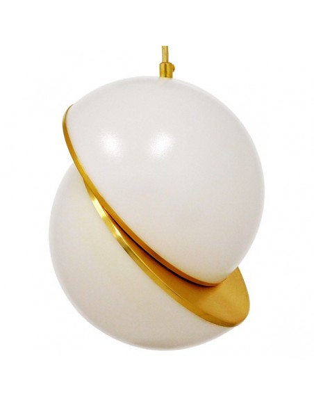 GloboStar® HUDSON 01554 Μοντέρνο Κρεμαστό Φωτιστικό Οροφής Μονόφωτο 1 x E27 Λευκό με Χρυσό Φ20 x Υ25cm