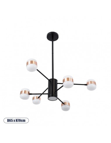 GloboStar® ORNATE 01552 Μοντέρνο Φωτιστικό Οροφής LED 56 Watt Πολύφωτο Μαύρο με Μπρονζέ και Χρυσές Λεπτομέρειες Μεταλλικό Λευκό Ημέρας 4500k Πλέγμα Φ63 x Y36-45cm