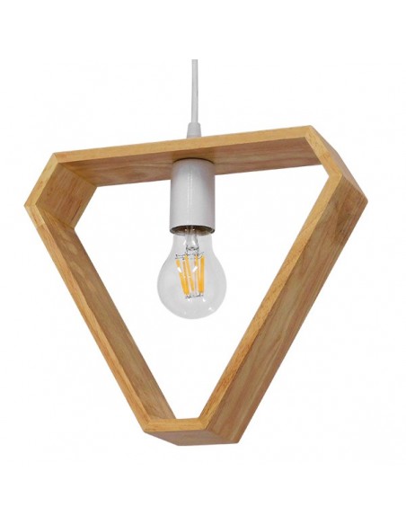 GloboStar® ELISE 01430 Μοντέρνο Κρεμαστό Φωτιστικό Οροφής Μονόφωτο 1 x E27 Μπεζ Ξύλινο Δρυς Μ29 x Π8 x Υ28cm