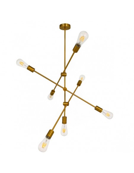 GloboStar® ESTHER 00993 Μοντέρνο Industrial Φωτιστικό Οροφής Πολύφωτο 7 x E27 Χρυσό Μεταλλικό Φ75 x Υ88cm